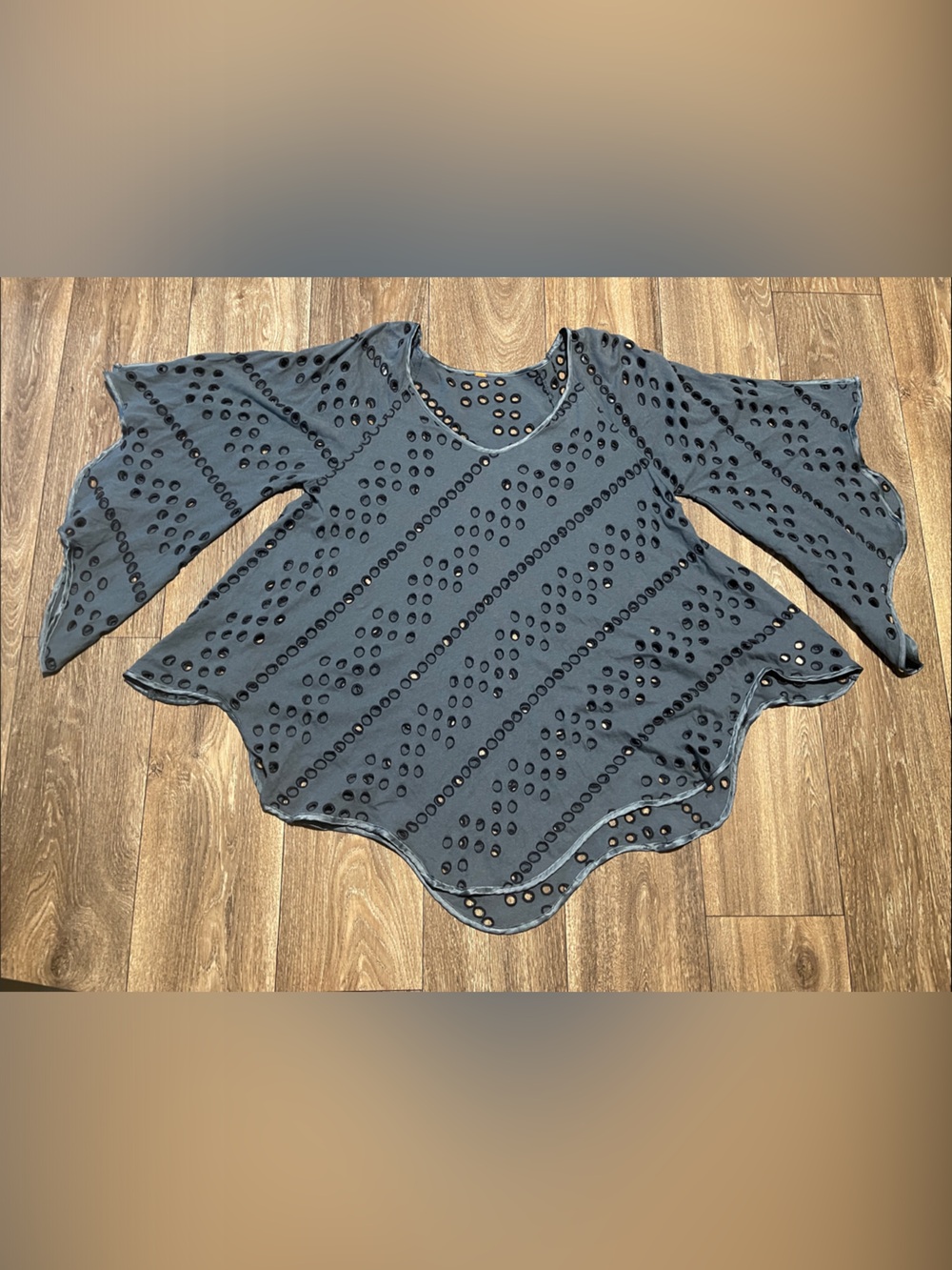 Free People Cutout Detail Lightweight Top in Slate Gray Large
